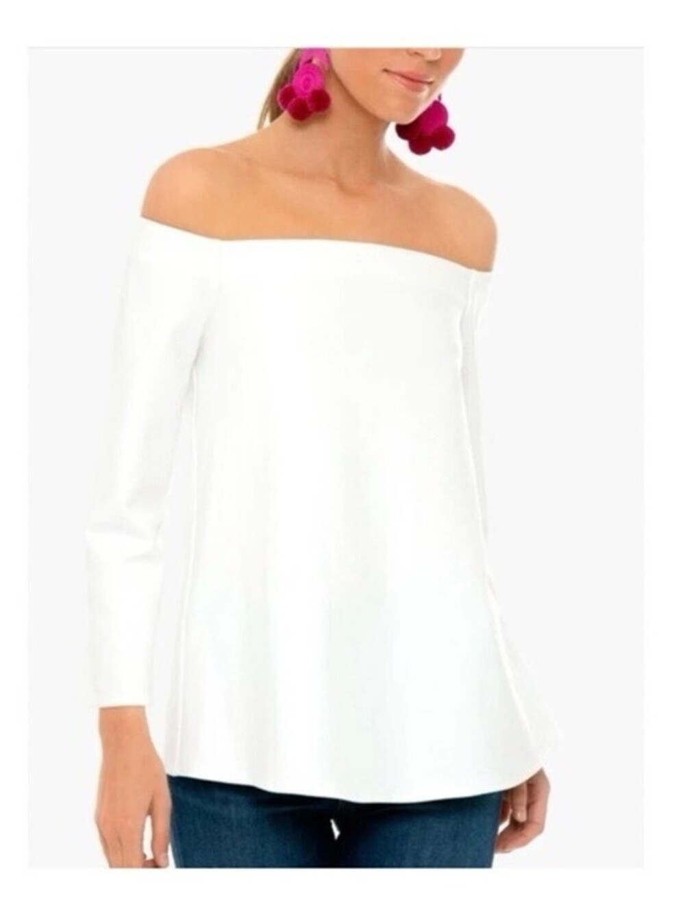 Tuckernuck White Miranda Off the Shoulder Top Blouse Small